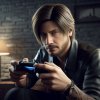 portrait of leon kennedy playing videogames, 4k, photorealistic.jpg